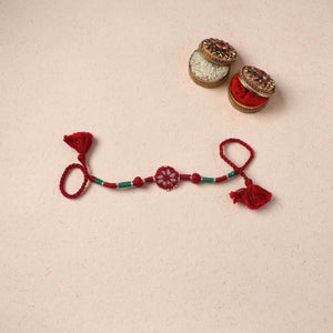 Handmade Patwa Thread & Mirror Work Rakhi 05