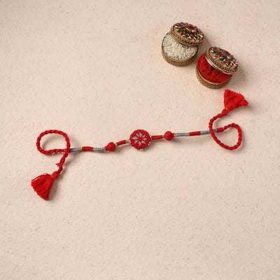 Handmade Patwa Thread & Mirror Work Rakhi 06