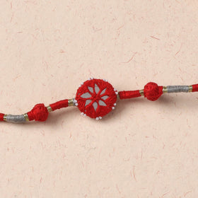 Flower - Handmade Patwa Thread & Mirror Work Rakhi 06