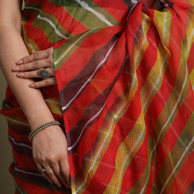 Buy Red Tie-Dye Kota Doria Cotton Leheriya Saree