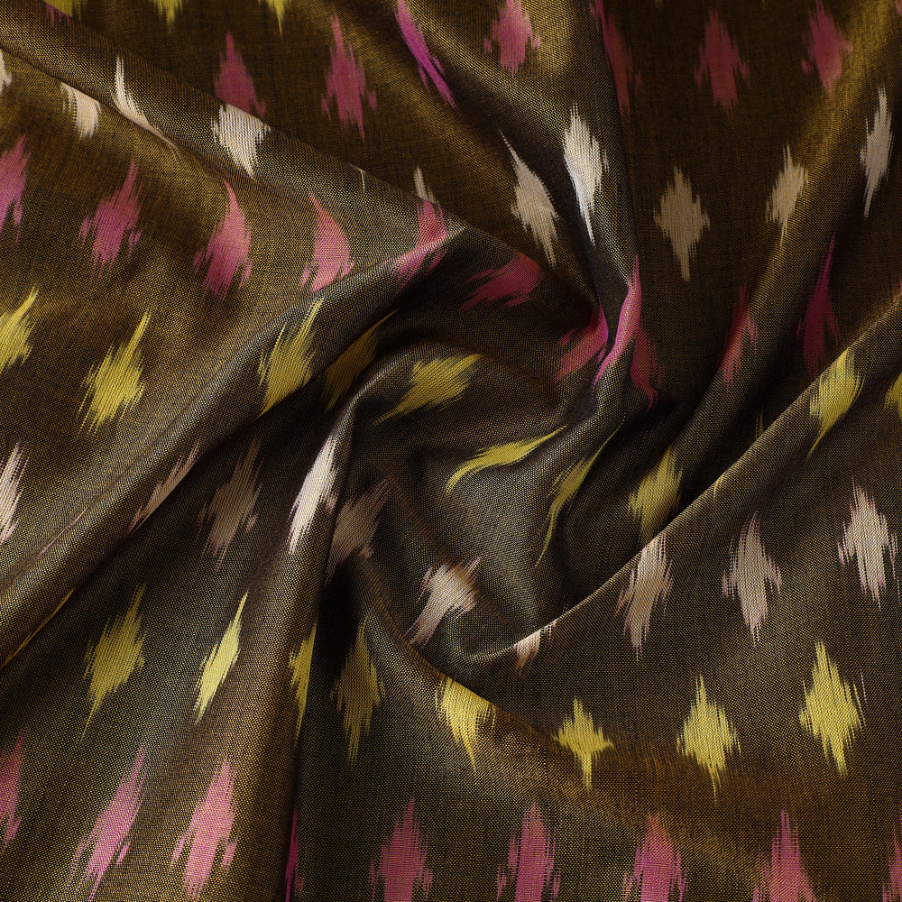 Brown - Mercerised Cotton Pochampally Ikat Fabric 04