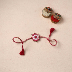 Flower - Handmade Thread & Mirror Work Rakhi 09