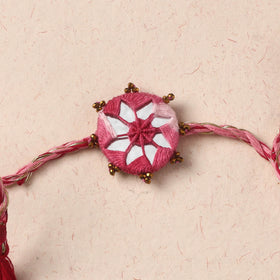 Flower - Handmade Thread & Mirror Work Rakhi 09