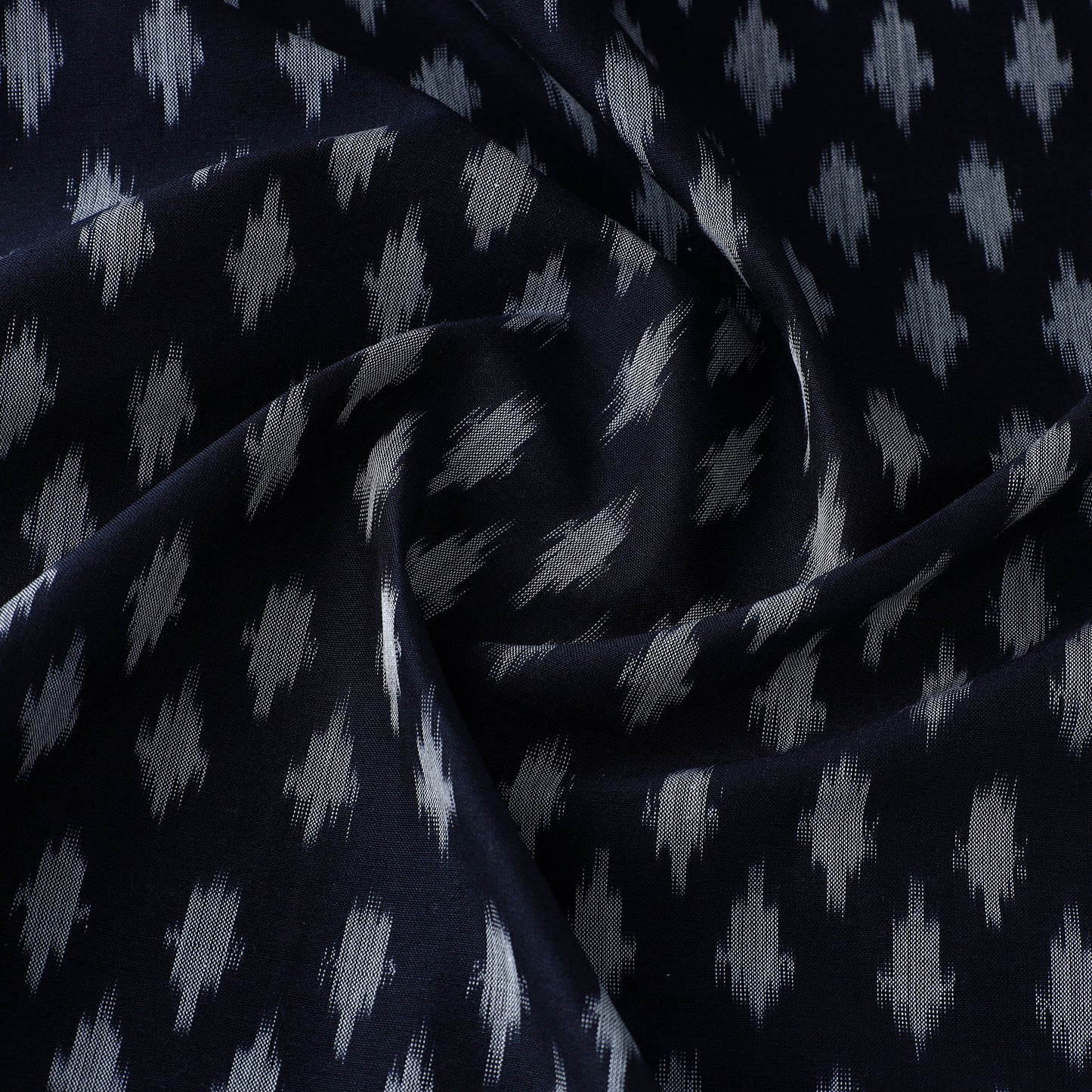 Black - Mercerised Cotton Pochampally Ikat Fabric 07