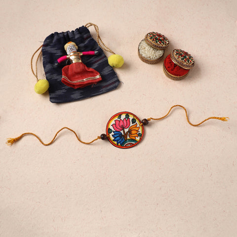 Handpainted Tholu Bommalata Leather Rakhi (Assorted) 21