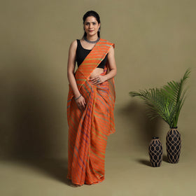  Orange Tie-Dye Kota Doria Cotton Leheriya Saree