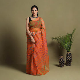  Orange Tie-Dye Kota Doria Cotton Leheriya Saree