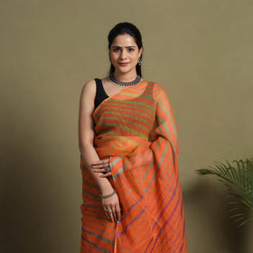  Orange Tie-Dye Kota Doria Cotton Leheriya Saree