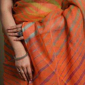 Orange Tie-Dye Kota Doria Cotton Leheriya Saree