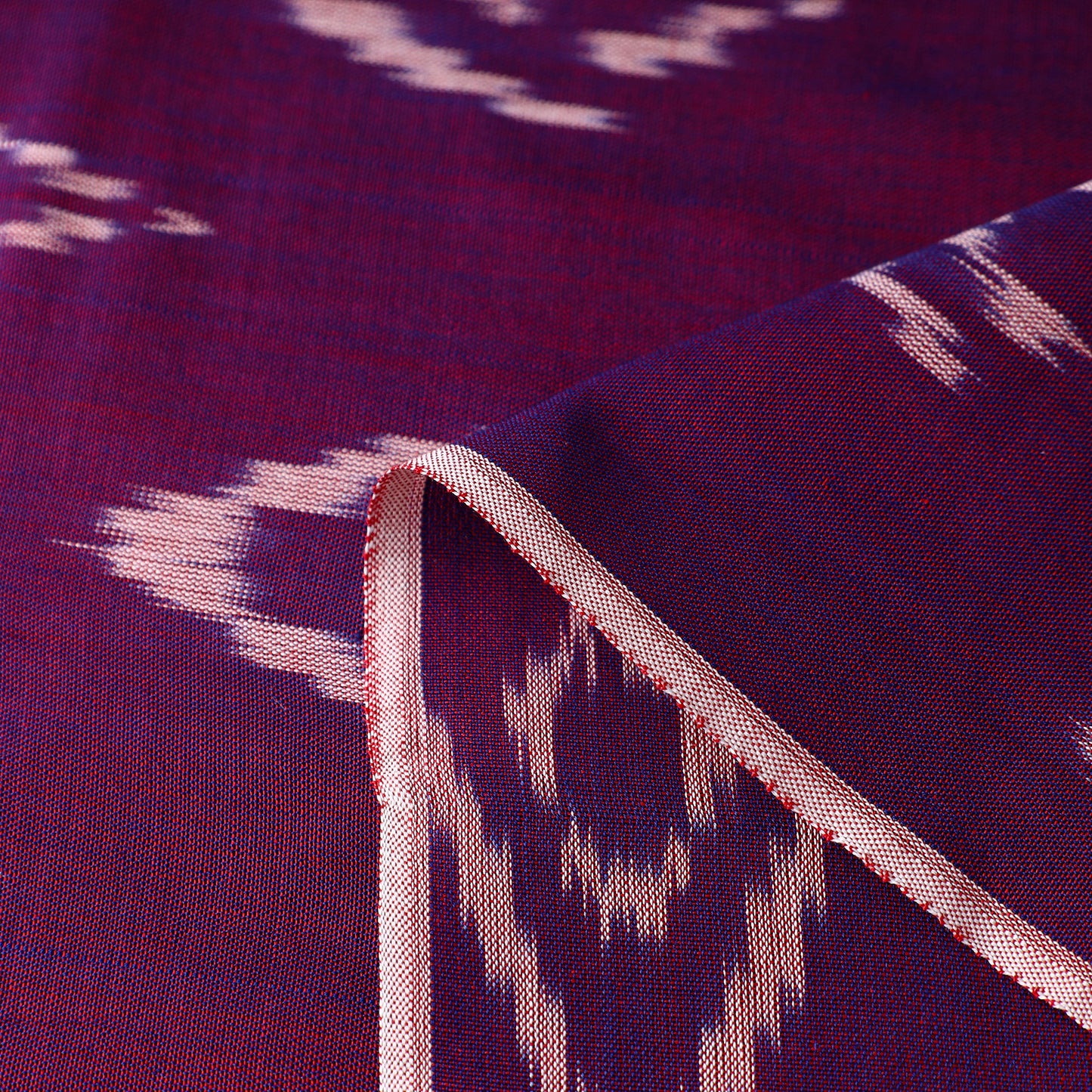 Purple - Mercerised Cotton Pochampally Ikat Fabric 09