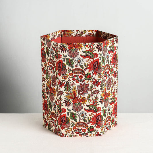 Floral Printed Handcrafted Collapsible Waste Paper Bin (9 x 9 in)