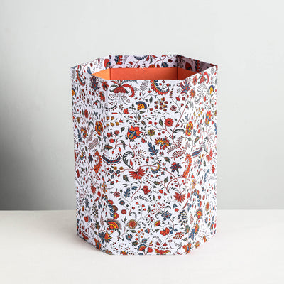 Floral Printed Handcrafted Collapsible Waste Paper Bin (9 x 9 in)