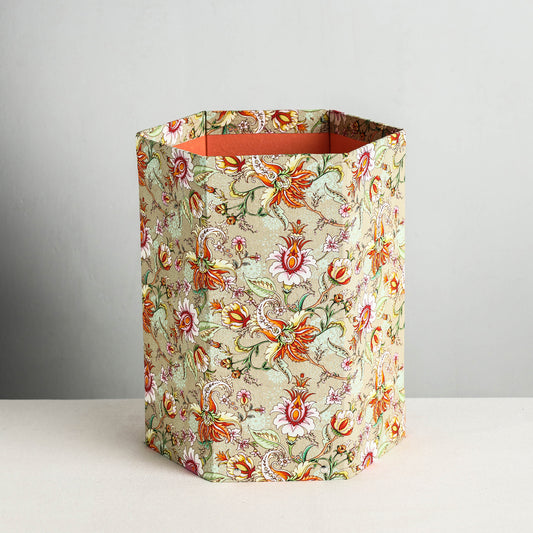 Floral Printed Handcrafted Collapsible Waste Paper Bin (9 x 9 in)