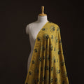 Yellow - Ajrakh Hand Block Print Natural Dyed Modal Silk Fabric 01