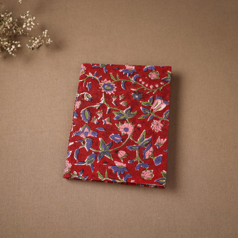 Red - Handmade Paper Notebook in Floral Cover (9 x 7 in) 151