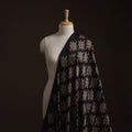 Black - Ajrakh Hand Block Print Natural Dyed Modal Silk Fabric 08