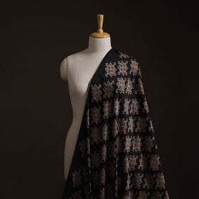 Black - Ajrakh Hand Block Print Natural Dyed Modal Silk Fabric 08