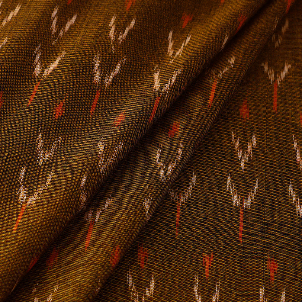 Brown - Mercerised Cotton Pochampally Ikat Fabric 15