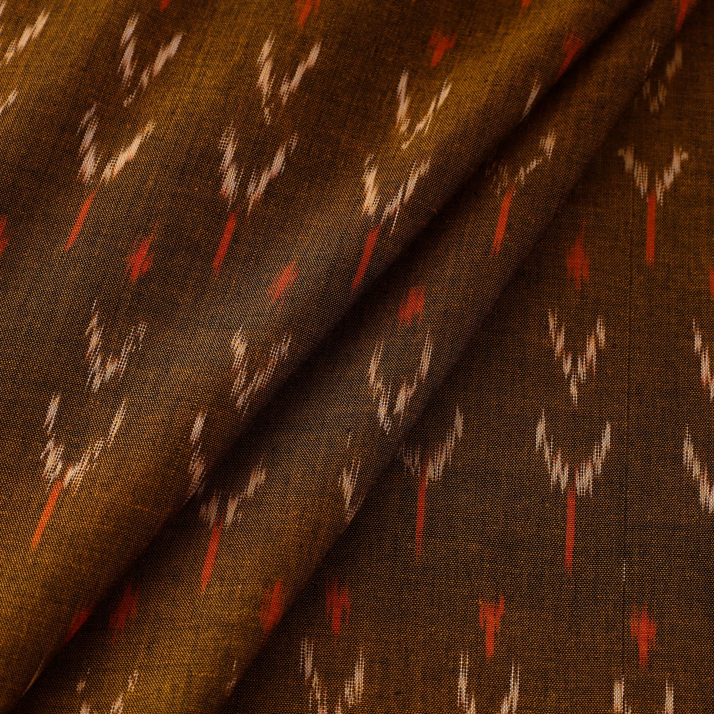 Brown - Mercerised Cotton Pochampally Ikat Fabric 15