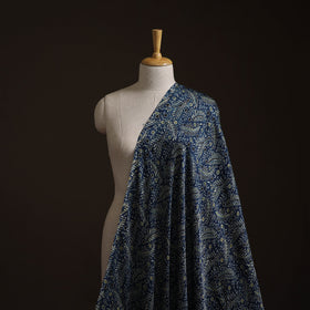 Blue - Ajrakh Hand Block Print Natural Dyed Modal Silk Fabric 15