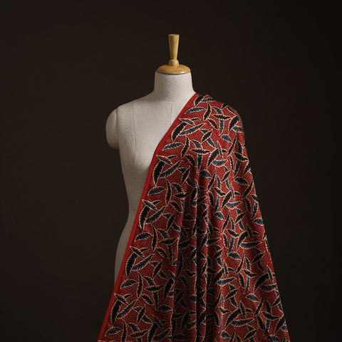 Red - Ajrakh Hand Block Print Natural Dyed Modal Silk Fabric 16