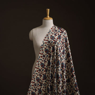 Multicolor - Ajrakh Hand Block Print Natural Dyed Modal Silk Fabric 17
