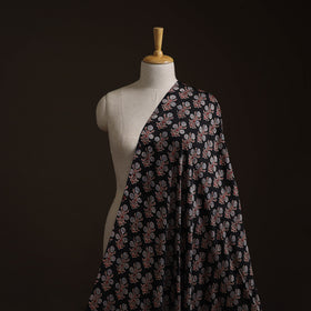 Black - Ajrakh Hand Block Print Natural Dyed Modal Silk Fabric 20