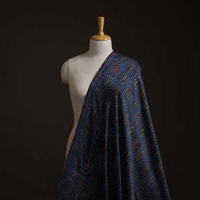 Blue - Ajrakh Hand Block Print Natural Dyed Modal Silk Fabric 21