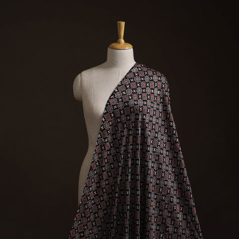 Multicolor - Ajrakh Hand Block Print Natural Dyed Modal Silk Fabric 24