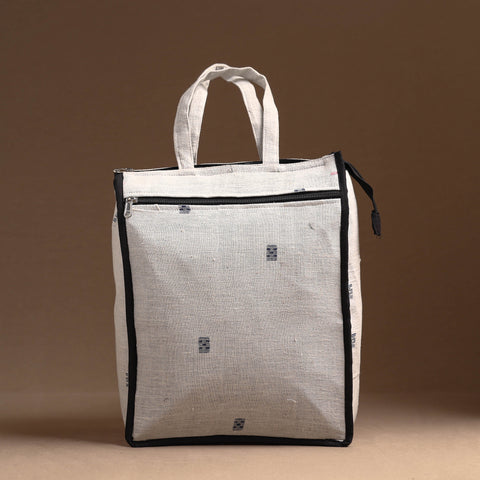 White Handcrafted Cotton Shopping Bag 23