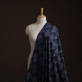Blue - Ajrakh Hand Block Print Natural Dyed Modal Silk Fabric 26