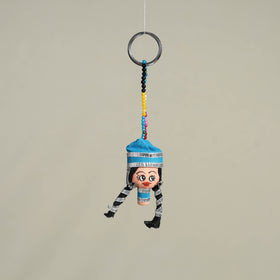 Blue Traditional Handmade Rajasthani Doll Face Keychain
