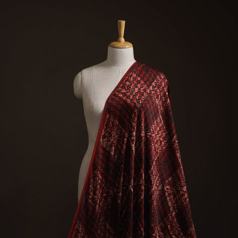 Red - Ajrakh Hand Block Print Natural Dyed Modal Silk Fabric 28
