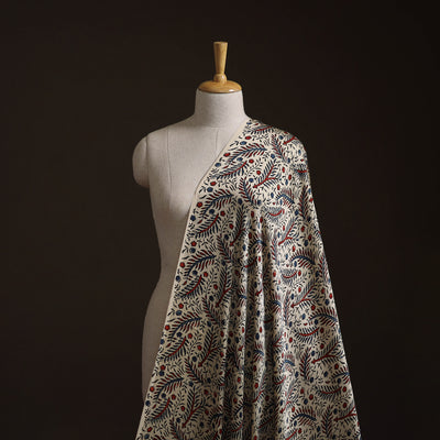 Beige - Ajrakh Hand Block Print Natural Dyed Modal Silk Fabric 32