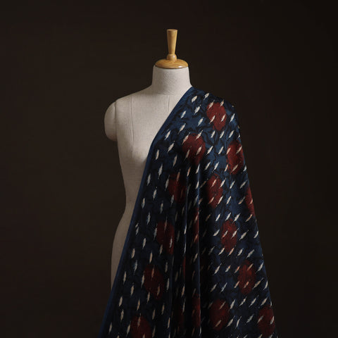 Blue - Ajrakh Hand Block Print Natural Dyed Modal Silk Fabric 37