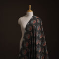 Black - Ajrakh Hand Block Print Natural Dyed Modal Silk Fabric 40