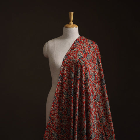 Ajrakh Hand Block Print Natural Dyed Modal Silk Fabric 41