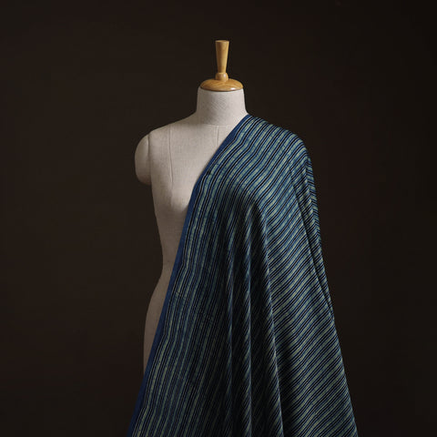 Blue - Ajrakh Hand Block Print Natural Dyed Modal Silk Fabric 45