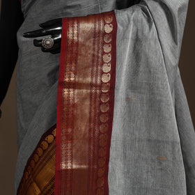 Grey - kandangi buti chettinad cotton saree with border 03