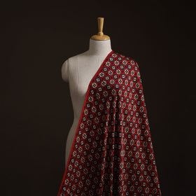 Red - Ajrakh Hand Block Print Natural Dyed Modal Silk Fabric 46