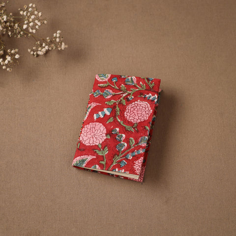 Red - Handmade Paper Notebook in Floral Cover (5 x 3.5 in) 89