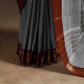 Grey - kandangi buti chettinad cotton saree with border 03