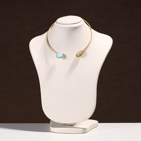  Handcrafted Brass Hasli Necklace with Meenakari & Seashell Pendant 