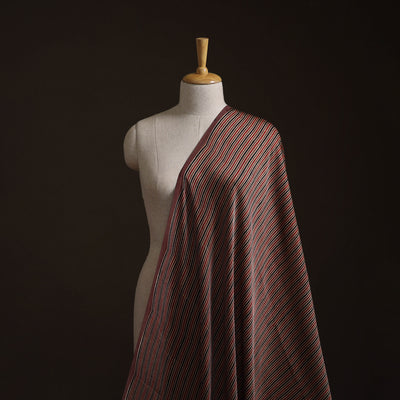 Brown - Ajrakh Hand Block Print Natural Dyed Modal Silk Fabric 42