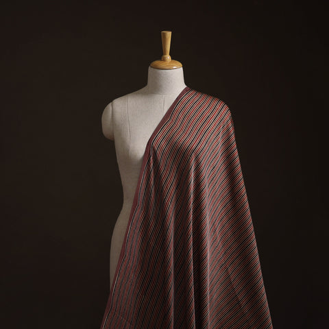 Brown - Ajrakh Hand Block Print Natural Dyed Modal Silk Fabric 42
