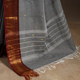 Grey - kandangi buti chettinad cotton saree with border 03