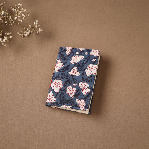 Blue - Handmade Paper Notebook in Floral Cover (5 x 3.5 in) 90