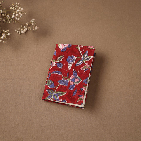 Red - Handmade Paper Notebook in Floral Cover (5 x 3.5 in) 91