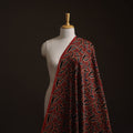 Red - Ajrakh Hand Block Print Natural Dyed Modal Silk Fabric 49