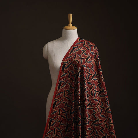 Red - Ajrakh Hand Block Print Natural Dyed Modal Silk Fabric 49